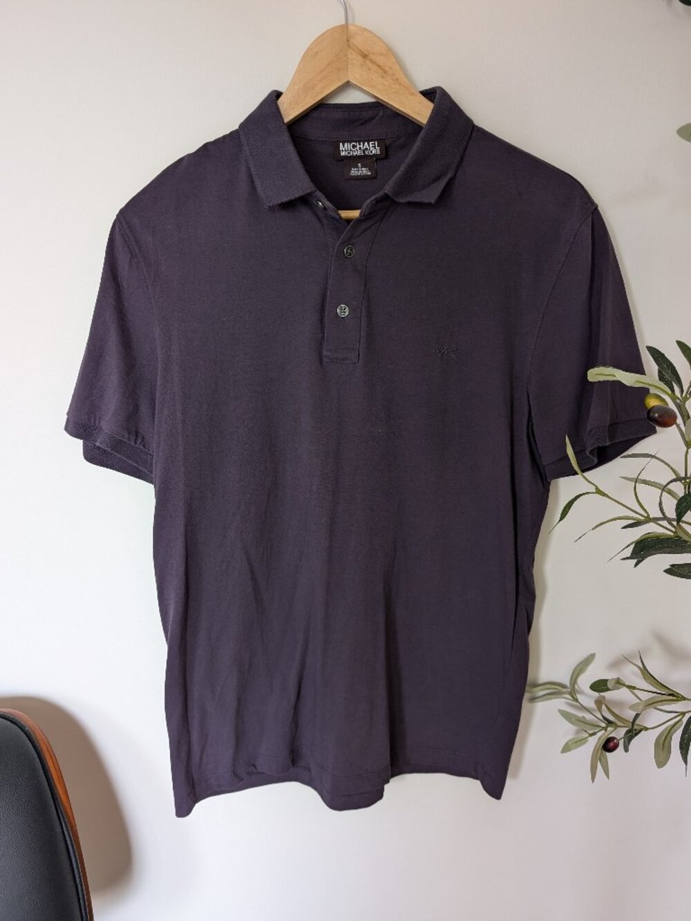 MICHAEL Michael Kors Men's Small Polo Shirt Dark Purple Charcoal Grey